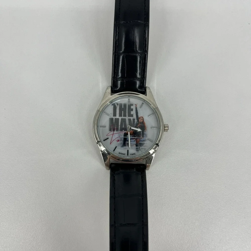 WWE Becky Lynch The Man Watch‎ Men's Size Black Leather Band Game Time New